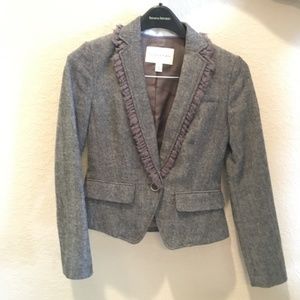 Banana Republic Tweed Blazer with Lapel Ruffles